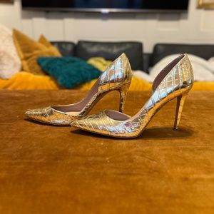 INC Kenjay Heel in Gold "Crocodile"